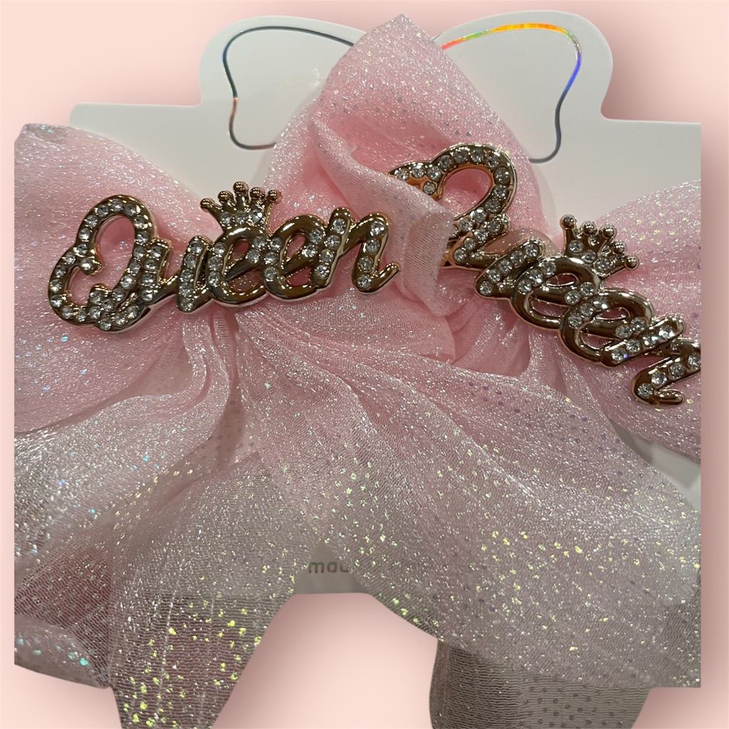 Pink Glitter Queen Hair Clips